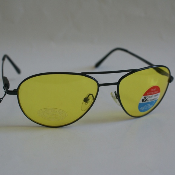NWT Sports Aviator Night Driving shooting Yellow polycarbonate sunglasses - Picture 1 of 4